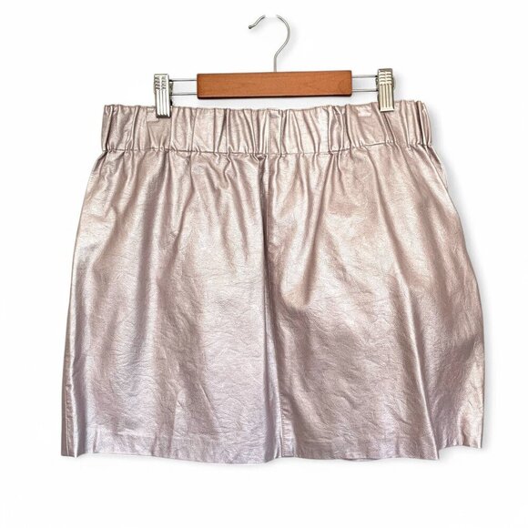 Zara Basic Metallic Blush Silver High-Waisted Mini Skirt With Pockets Size L - Picture 3 of 5